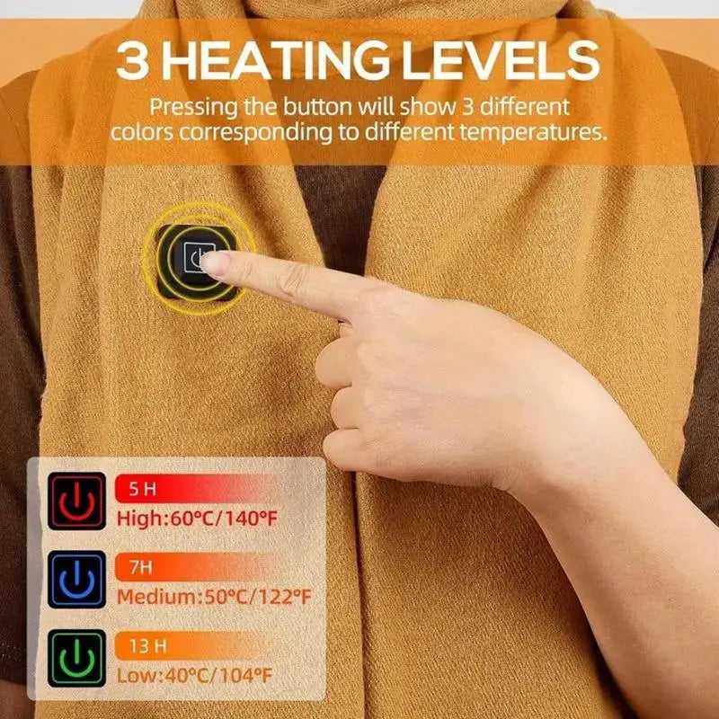 USB Charging Electric Heated Scarf Adjustable Temperature Electric Winter Warmer Unisex Creative Neck Warmer