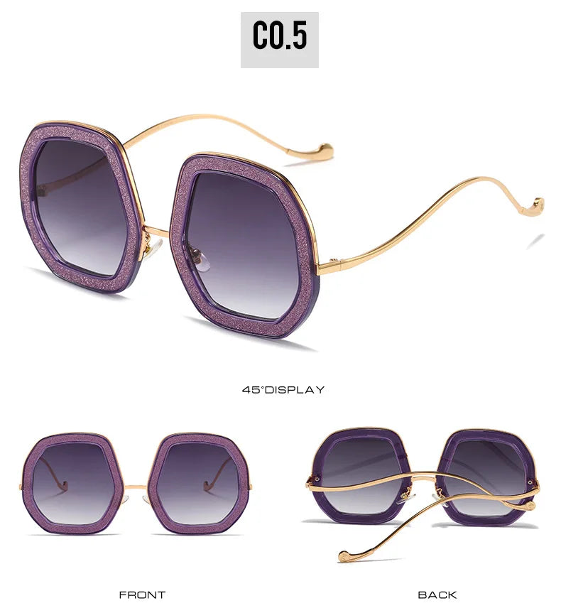Oversized Polygon Sunglasses Women 2022 Luxury Diamond Shiny Crystal 
Men Shade Hipster Party Eyewear