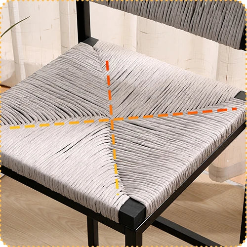 Gray Set of 2 Hand Weave Bar Stools with Back
Counter Height Bar. Paper Rope Woven for Kitchen Home & Office