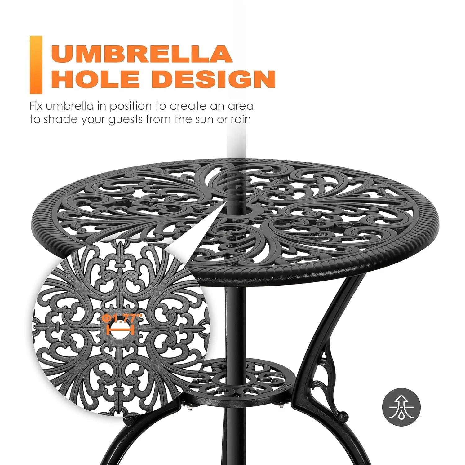 3 Piece Outdoor Bistro Table Set,
All Weather Cast Aluminum 
Patio Bistro Chairs Set of 2