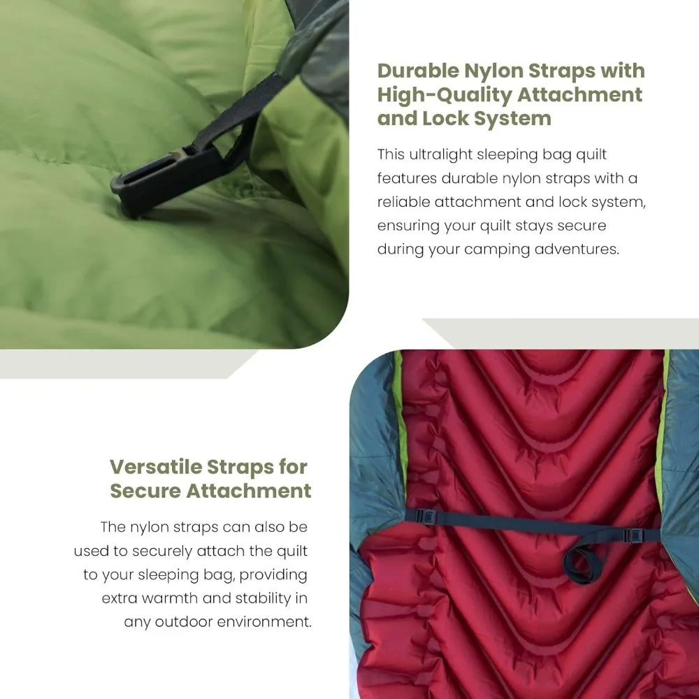 Ultralight 850 Fill Down Sleeping Bag Top Quilt 
for Backpacking and Camping Comfort