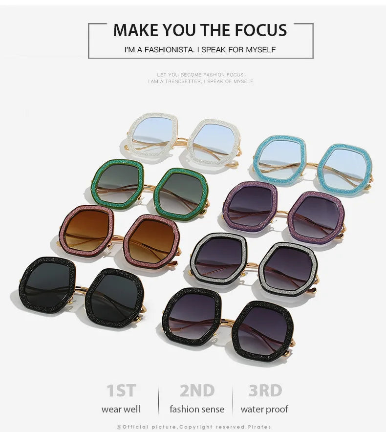 Oversized Polygon Sunglasses Women 2022 Luxury Diamond Shiny Crystal 
Men Shade Hipster Party Eyewear