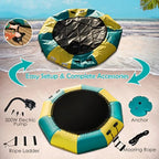 Inflatable for Lake ,with Electric Pump and Rope Ladder, 
Heavy Duty Blue Trampoline