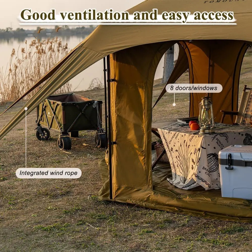 16.4ft x 9.2ft Canvas Wall Tent with Stove Jack for Outdoor Glamping Experience