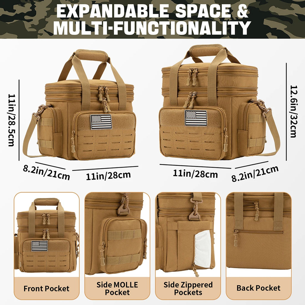 Lunch Box Expandable 18L 
Insulated Cooler Bag
 Leak Proof for Work, Camping,Picnics MOLLE Weave Strap