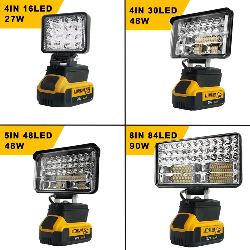 3/4/5/8Inch Led Light Portable Spotlights Cordless.
Outdoor Work ,Fishing,  Handheld Emergency  Fit Dewalt 18V Battery