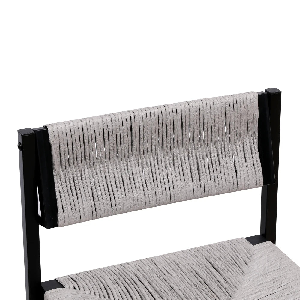 Gray Set of 2 Hand Weave Bar Stools with Back
Counter Height Bar. Paper Rope Woven for Kitchen Home & Office