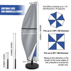 Garden Parasol Cover with Rod & Pull Ring UV Protection 210D Oxford Waterproof Fabric Cantilever Large Umbrella Cover Outdoor