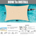 Sun Shade Sail Outdoor Canopy 6/5/4/3M UV Block Shade Cloth Sunscreen Awning with Free Ropes for Garden Patio Pool Cover Shelter