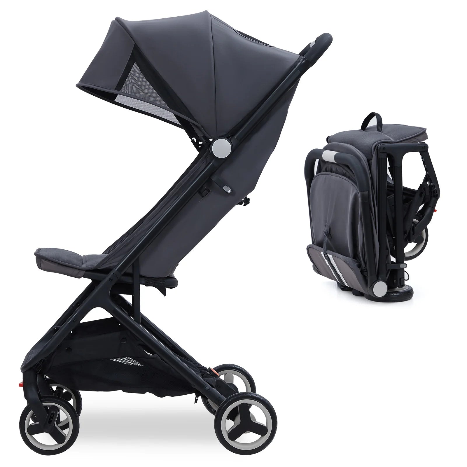 Lightweight Baby Stroller, Compact 
Umbrella Stroller with Adjustable Canopy/Footrest/Backrest,
One-Hand Folding Newborn Stroller