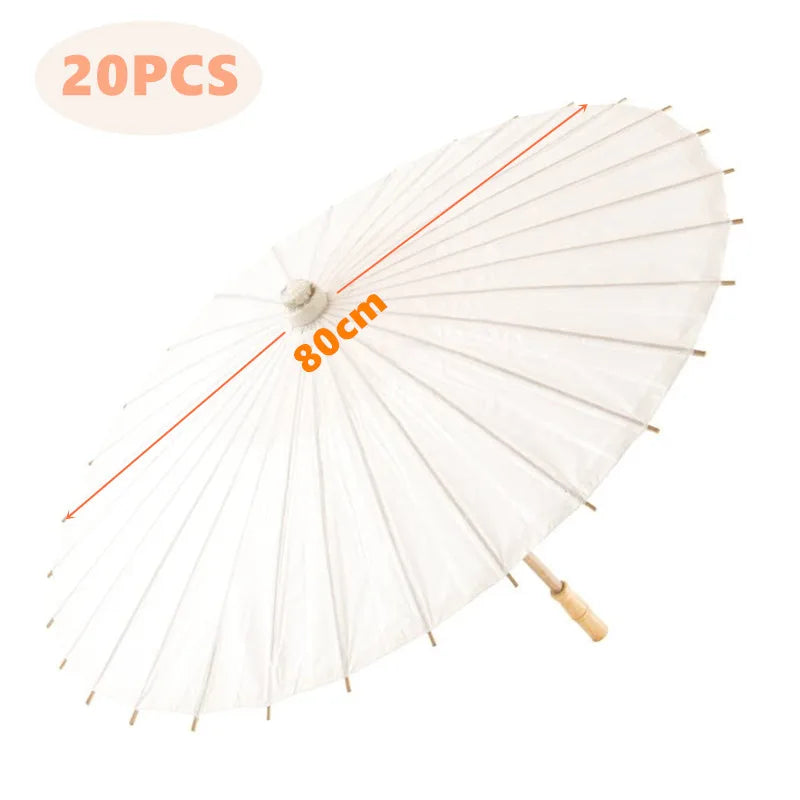White Paper Parasol for Wedding Photo Cosplay Prop DIY Umbrella for Bridal Baby Shower Party 60cm 80cm 10/15/20/30/50/100Pcs
