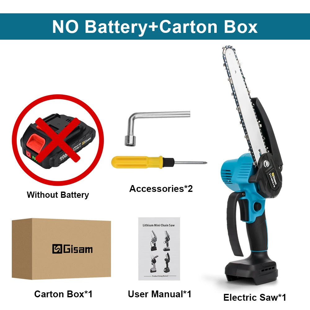 Gisam 8 Inch Brushless Electric Chainsaw
 Cordless Electric Saw Woodworking  
Cutting Tool Compatible with Makita 18v Battery Pin