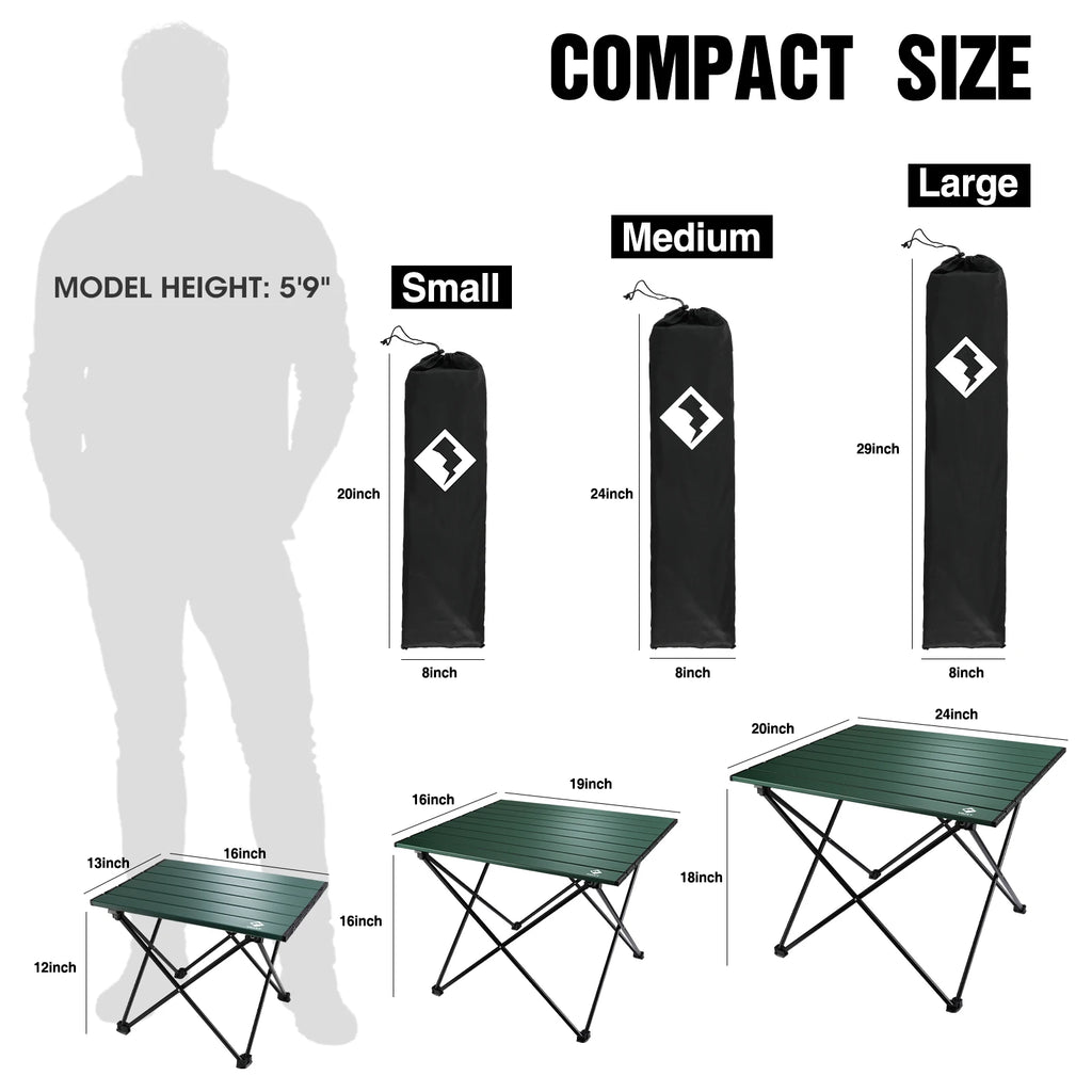 VILLEY Portable Camping Side Table,
Ultralight Aluminum Folding with Carry Bag
 for Outdoor Cooking, Picnic, Camp