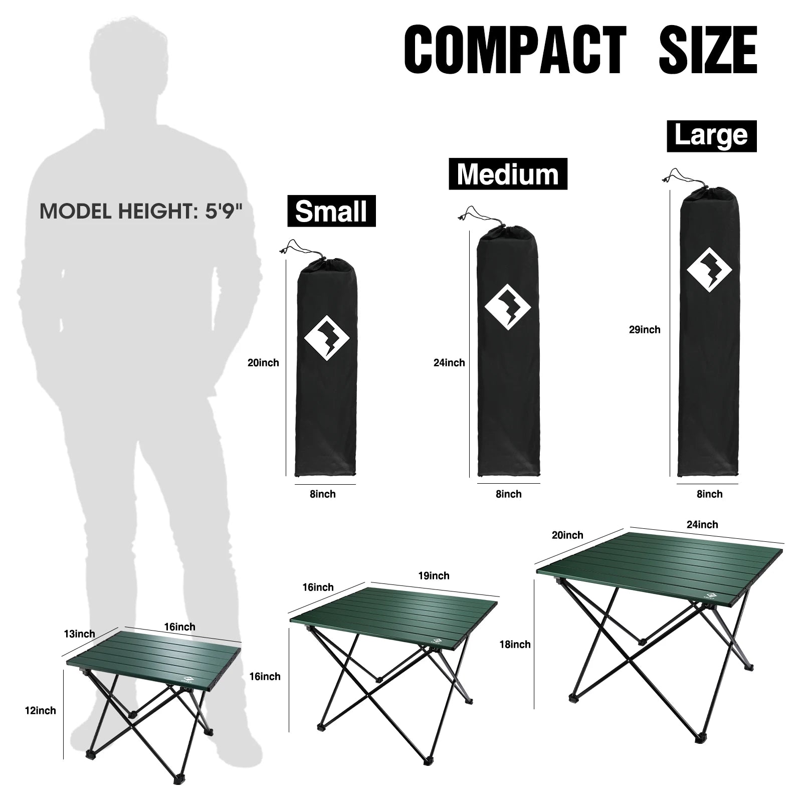 VILLEY Portable Camping Side Table,
Ultralight Aluminum Folding with Carry Bag
 for Outdoor Cooking, Picnic, Camp