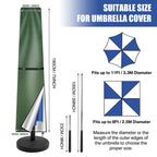 Garden Parasol Cover with Rod & Pull Ring UV Protection 210D Oxford Waterproof Fabric Cantilever Large Umbrella Cover Outdoor