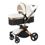 PU Leather Baby Stroller 2 in 1 Travel System 
High Landscape Portable Baby Pram
Newborns Aluminum Frame Baby Carriage