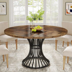 Tribesigns Round Dining Table for 4-6 People, 
47-Inch Farmhouse Dinning  Industrial Dinner Table