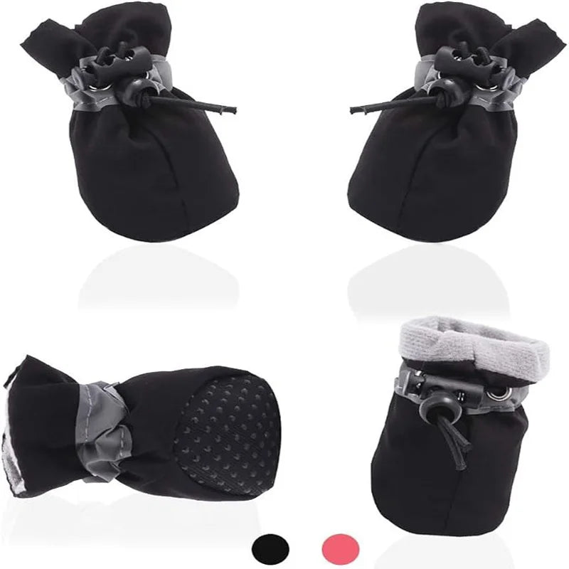 4Pcs Waterproof Dog Boots for Small Dogs - 
Non-slip Sole, Adjustable Drawstring, Soft Breathable Pet Shoes for Puppies