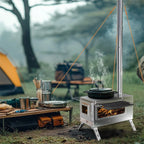 Hot Tent Stove,  , Portable Wood Stove with 6 Stainless Chimney Pipes for Outdoor Heating & Cooking