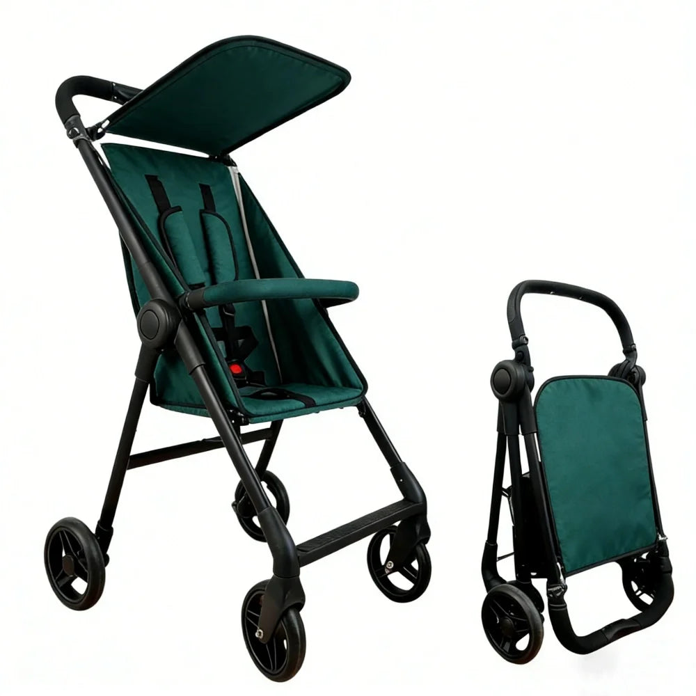 LIGHTWEIGHT STROLLER, 5-POINT HARNESS & ONE-HAND FOLD - Compact Travel Baby Pushchair with Canopy, All-Terrain Wheels