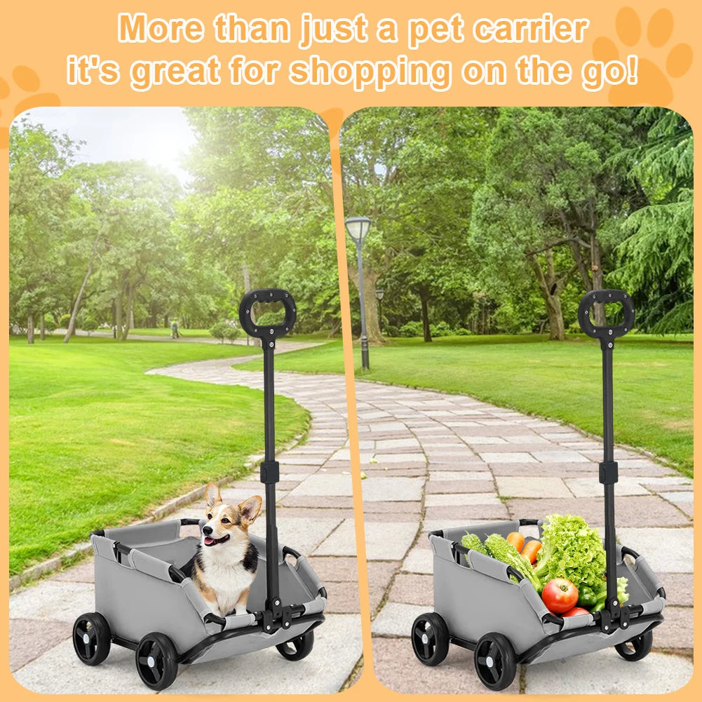Stroller for Traveling , 4 Wheels,  
Dog Cat Teddy Cart
, Lightweight Folding Trolley for Travelling Shopping Walking