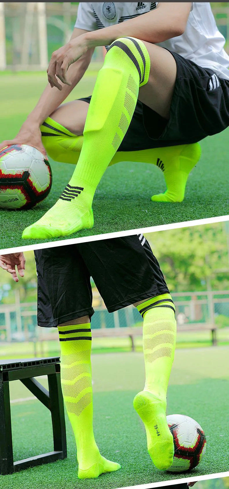 Socks Nylon-- Soccer Adult/  Kids  Towel  Bottom Breathable
 Knee High Training Long Stocking Sports Practical Mesh