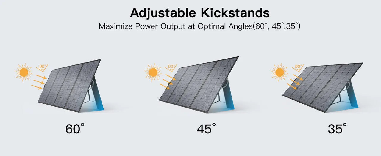 MHPOWOS 400W Portable Solar Panel, 
Lightweight Foldable Solar Panels with an Adjustable Kickstand, 
IP67 Waterproof Solar Charger