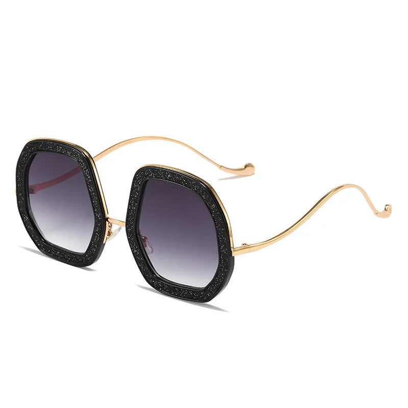 Oversized Polygon Sunglasses Women 2022 Luxury Diamond Shiny Crystal 
Men Shade Hipster Party Eyewear