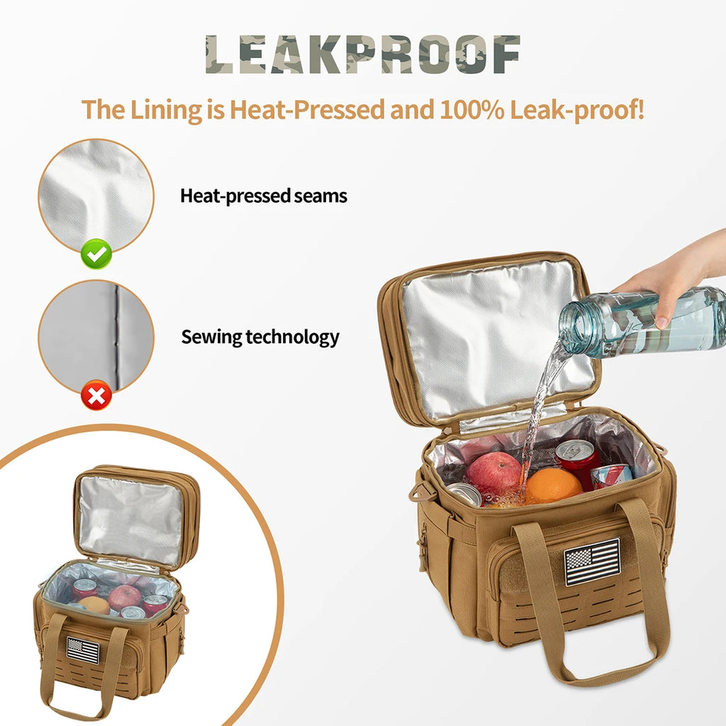 Lunch Box Expandable 18L 
Insulated Cooler Bag
 Leak Proof for Work, Camping,Picnics MOLLE Weave Strap