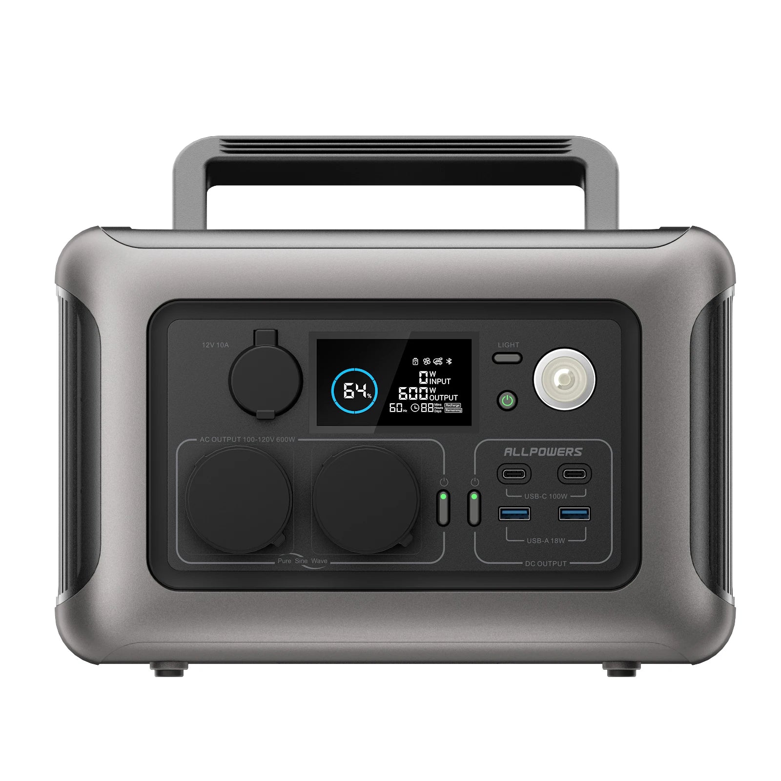 ALLPOWERS Portable  R600, 
299Wh LiFeP04 Battery with 2x 600W (1200W Surge)
 AC Outlets for Outdoor Camping RV Home