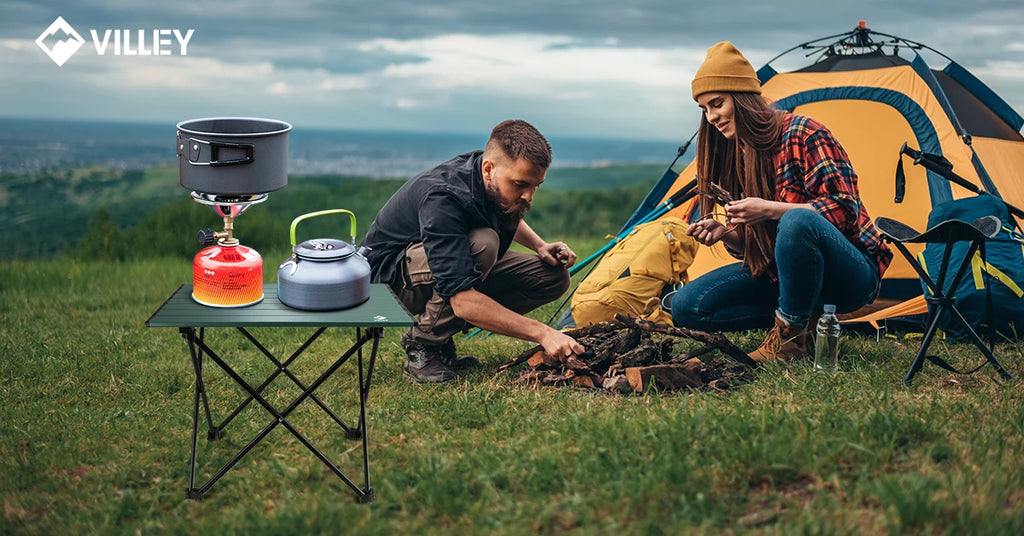 VILLEY Portable Camping Side Table,
Ultralight Aluminum Folding with Carry Bag
 for Outdoor Cooking, Picnic, Camp