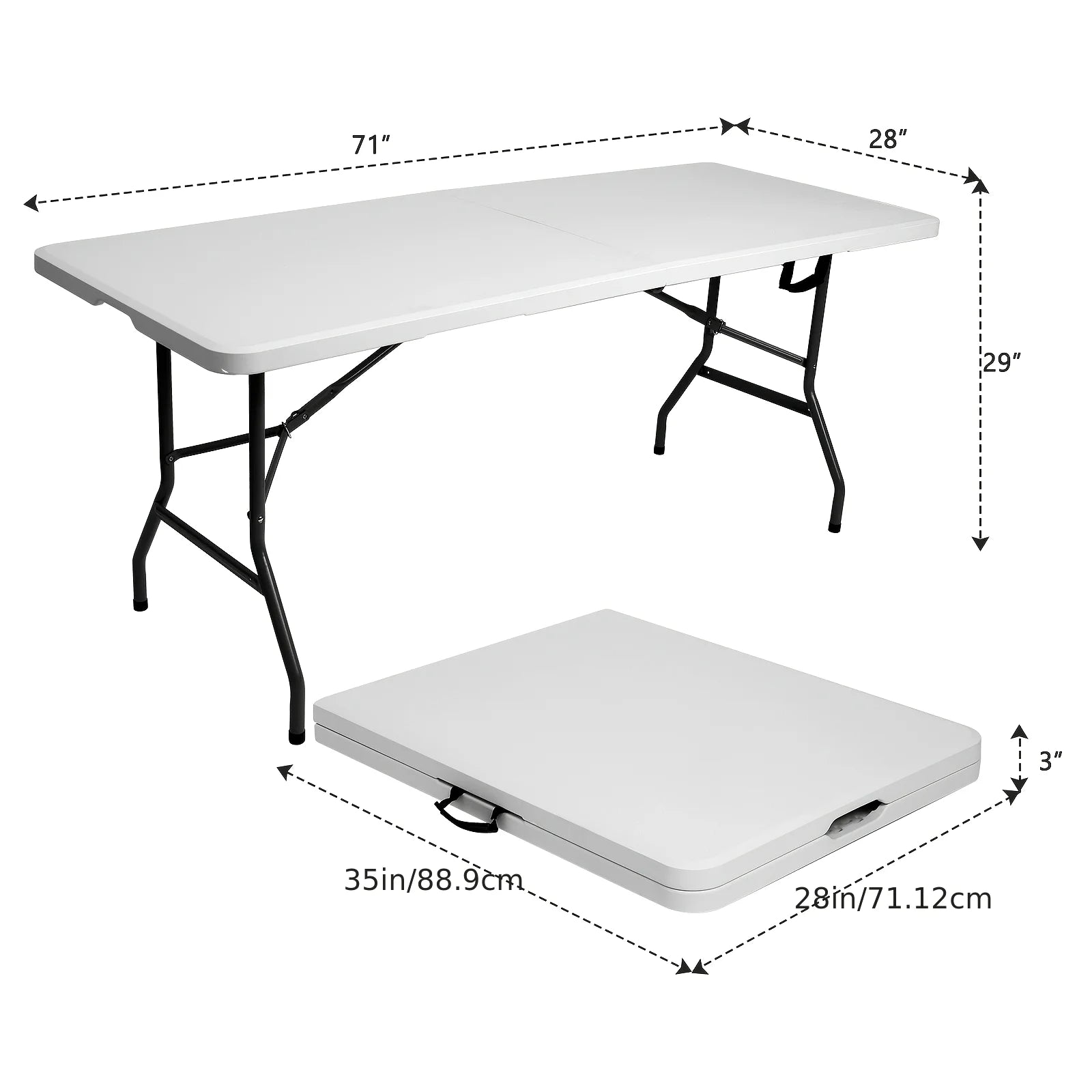 Extra-Large 6ft Waterproof Banquet Table - Heavy Duty Folding w/ Non-Slip Surface! Perfect for All Parties