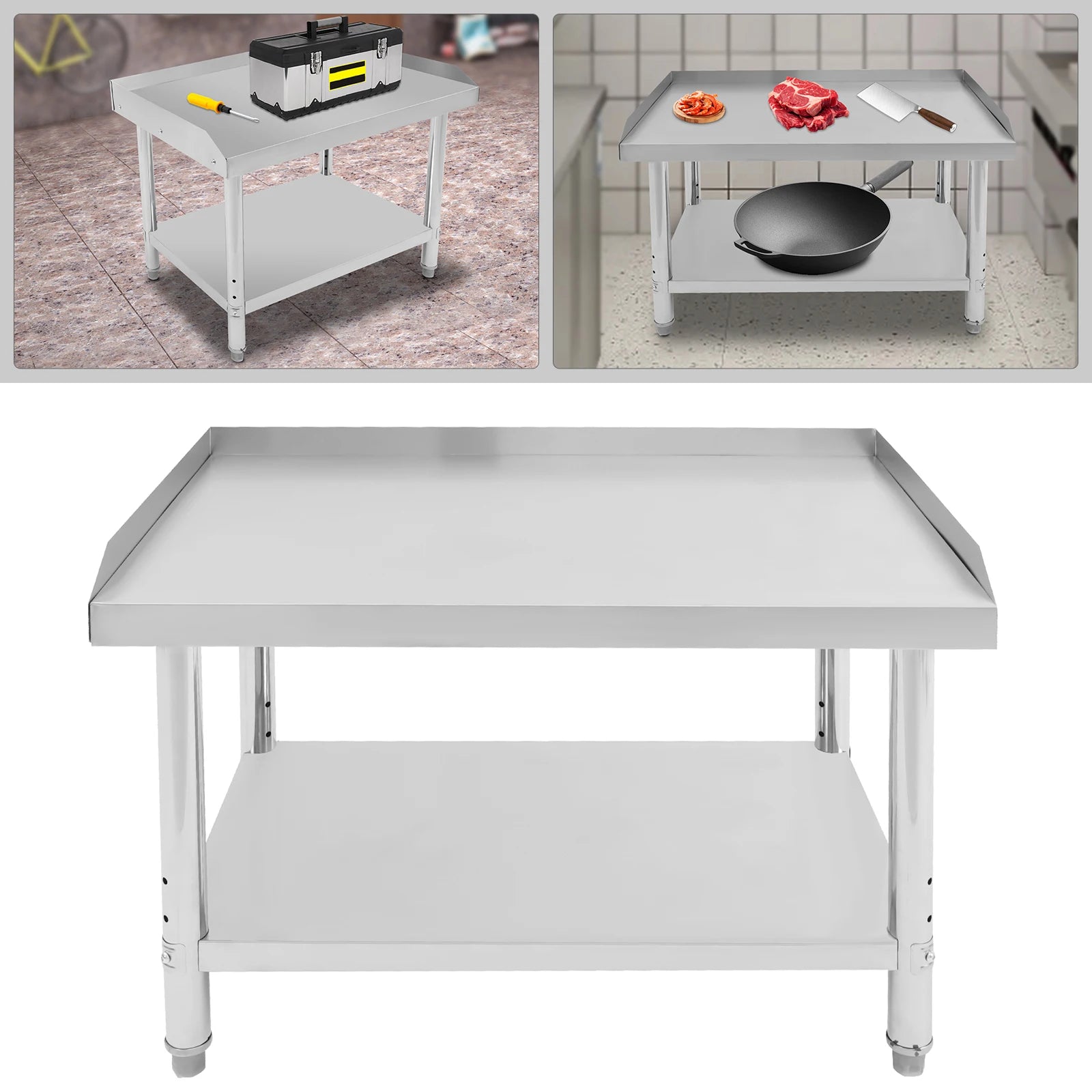 36*24*35 cm Commercial Work Table Work with Backsplash Prep for Kitchen Restaurant ,Garage ,Laundry