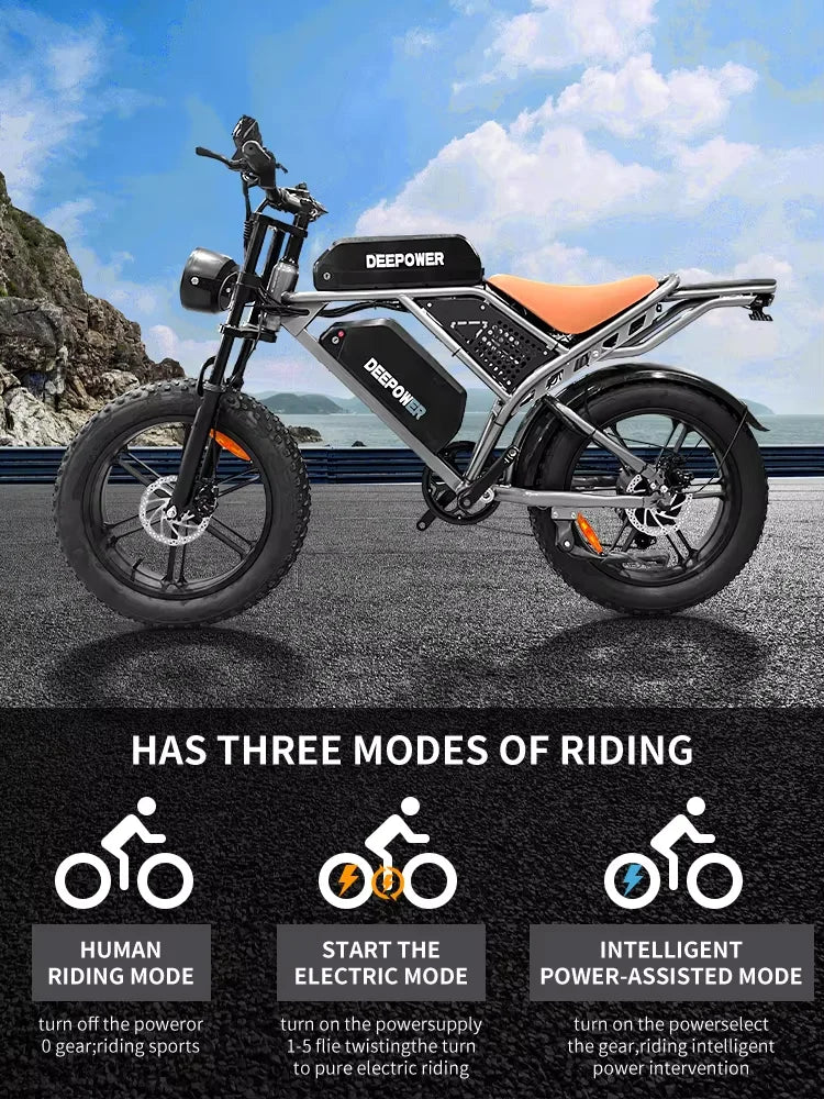 DEEPOWER S7Pro Off-Road Electric Bike 
1500W Motor 48V 60AH LG Battery 
Adults Mountain All-Terrain