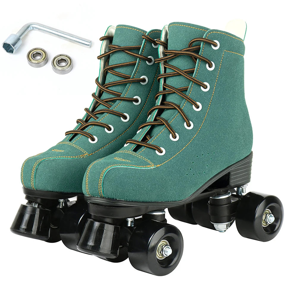 Size 35-45 Double Row Roller Skates 4 Wheels Flashing Skate Shoes For Women Girls Adult Outdoor Skating Training Quad Sneakers
