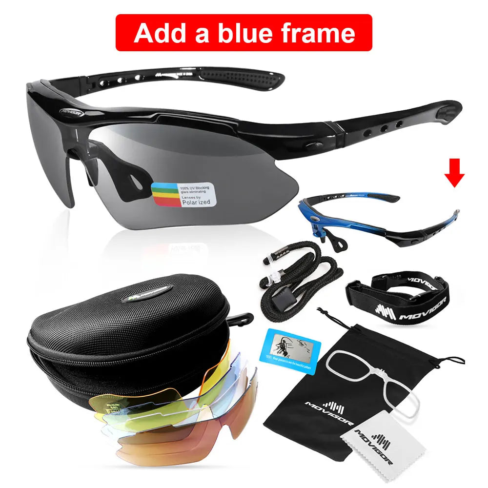 MOVIGOR Polarized Cycling Glasses Sports Men's Sunglasses Road Mountain Bicycle Riding Protection Goggles Eyewear Women 5 Lens