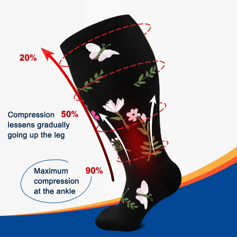 4 Pairs --Plus Size,    Compression Socks For Men And Women - 
Support Knee-High Socks, Ideal for Running, Cycling, Travel, and Soccer