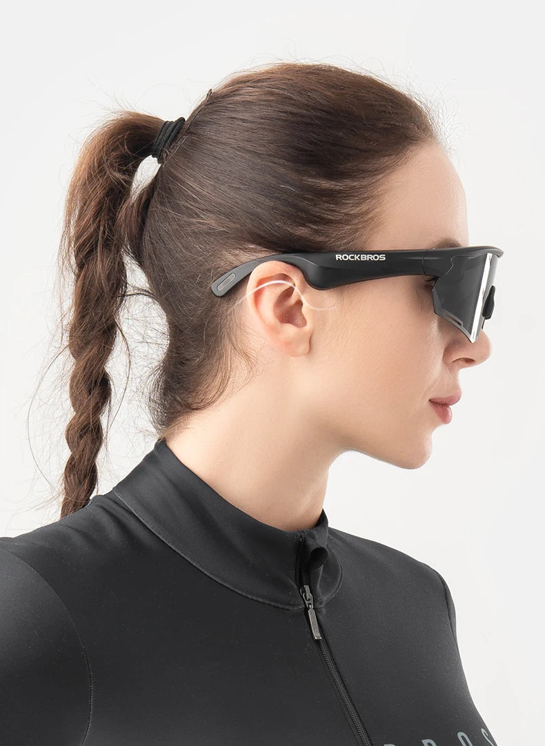 ROCKBROS Cycling Glasses Wireless Bluetooth 5.2 Polarized Sunglasses Headset Telephone Driving MP3 Riding Eyewear UV400 Goggles
