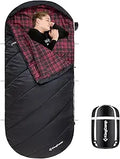 Adults Extra Wide XL Waterproof Flannel Sleeping Bag, 
Cold Weather, Portable Big & Tall Camping Gear,