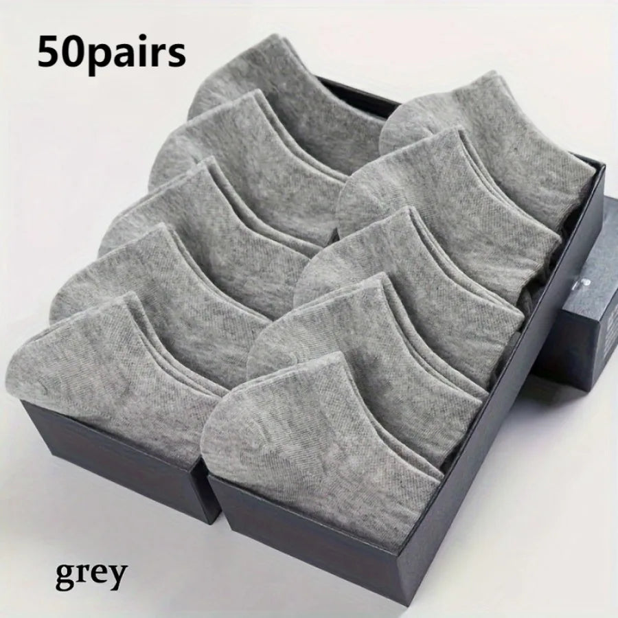 50 Pairs of Thin Black/white/gray Socks,
Solid Color Casual Socks,
 Suitable for Back To School Season, Daily Wear