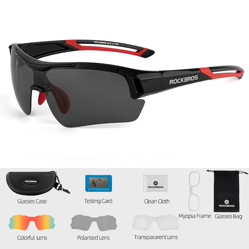 ROCKBROS 3 Lens Bicycle Glasses Adjustable Polarized Bicycle Sunglasses Eyewear Men Women Sports MTB Road Cycling Glasses