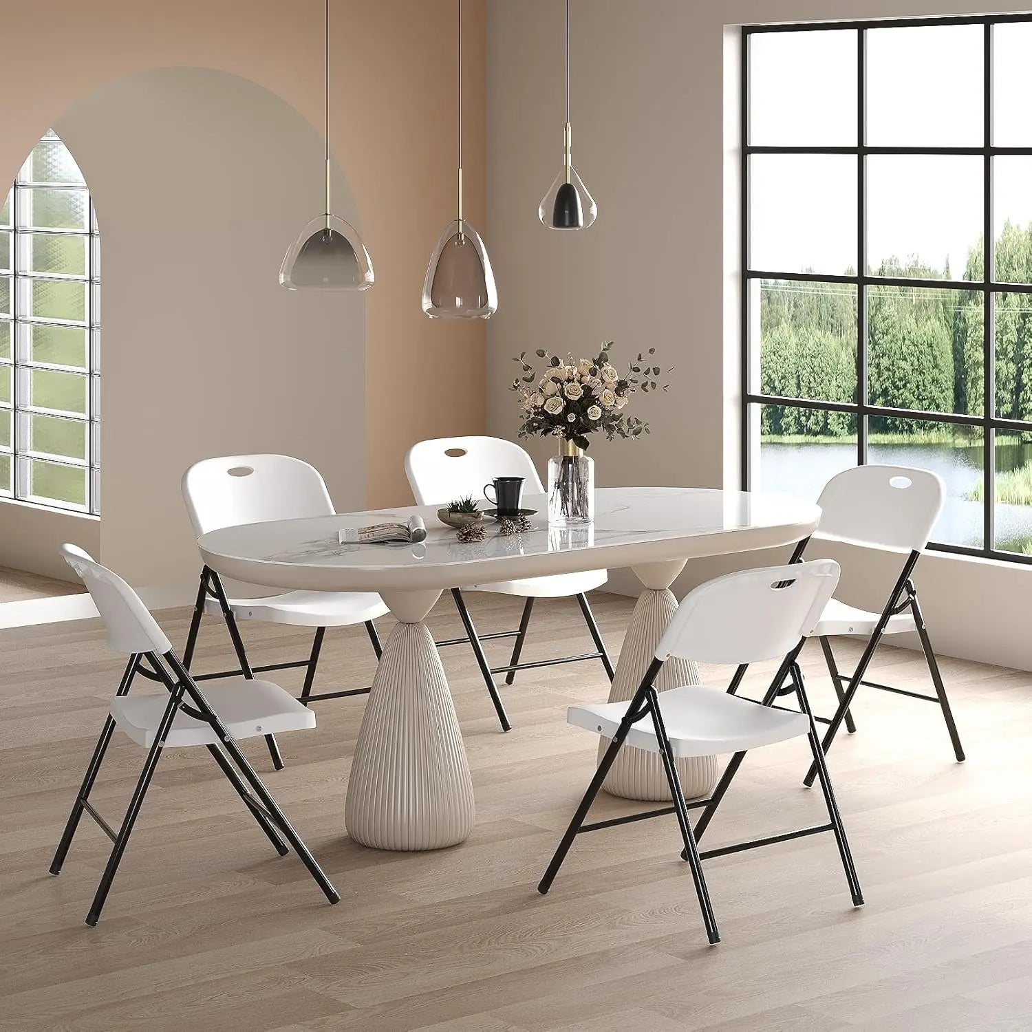 350 Weight Limit,  Heavy Duty, " Plastic " Folding Chair 
with Reinfoced Steel Frame for Indoor and Outdoor,