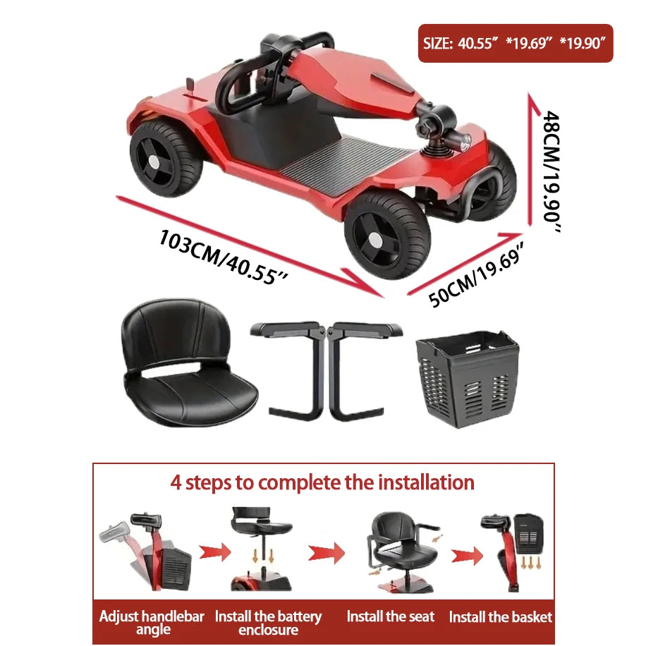 Mobility Scooter for Older Adults
All Terrain 4-Wheel Foldable
Electric Powered  Wheelchair