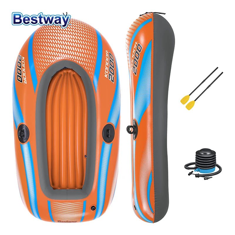 Bestway 61142 1-3 Person Heavy Duty Inflatable Kayak -
 Long Lasting PVC Rafting Adventure Boat for Thrilling Water
