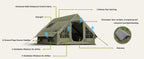 Army Green Waterproof Windproof Inflatable Tent 
for Camping,       4 Season Air Glamping Tent House with Chimney Opening,
AC Vent