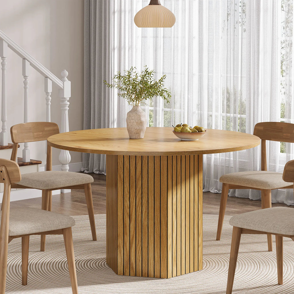 Tribesigns Round Dining Table for 4-6 People, 
47-Inch Farmhouse Dinning  Industrial Dinner Table