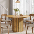 Tribesigns Round Dining Table for 4-6 People, 
47-Inch Farmhouse Dinning  Industrial Dinner Table