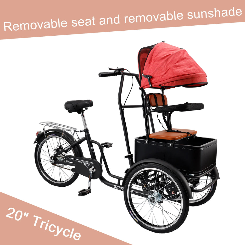 Artudatech 20 inches Pet Dog Cart . 
Shopping Three Wheel Tricycle with Sunshade