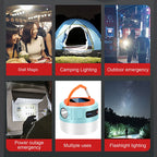 Outdoor Solar Camping Light 
High Power Work Light
LED Flashlight - Emergency Power Bank , Tent Hanging Lamp