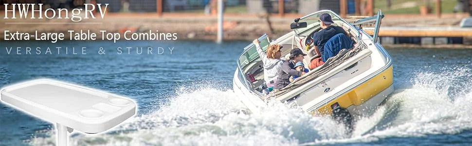 Removable Boat Table, 34X18 inch Rectangular Pontoon Marine,  
RV Top, Phone Holder,  ABS Waterproof and Anti-Aging